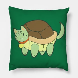 Green Cat Turtle Pillow