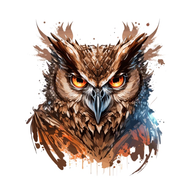 Owl Portrait Animal Painting Wildlife Outdoors Adventure by Cubebox