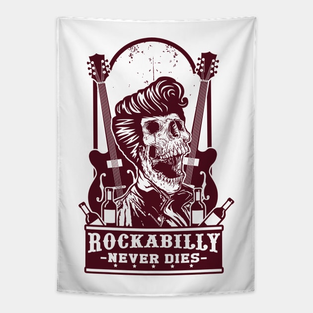 Rockabilly Never Dies: Vintage Rockabilly Design Tapestry by Jarecrow 