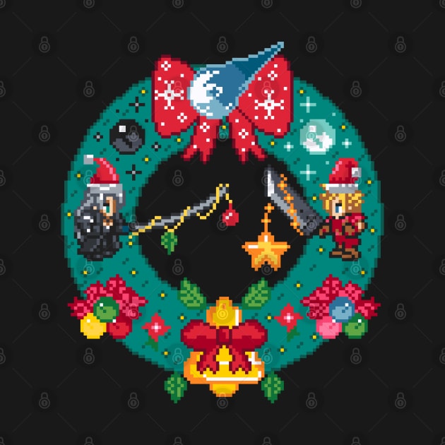 Final Fantasy 7 Christmas Wreath Pixel Art by AlleenasPixels