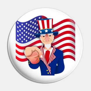 Uncle Sam Illustration Pin