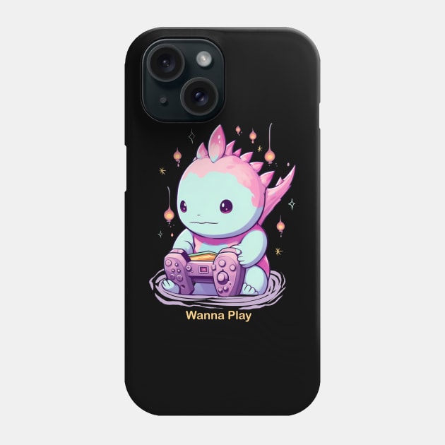 Gaming Axolotl Phone Case by Little Bad Wren 