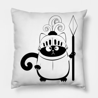 Cat knight in armor Pillow