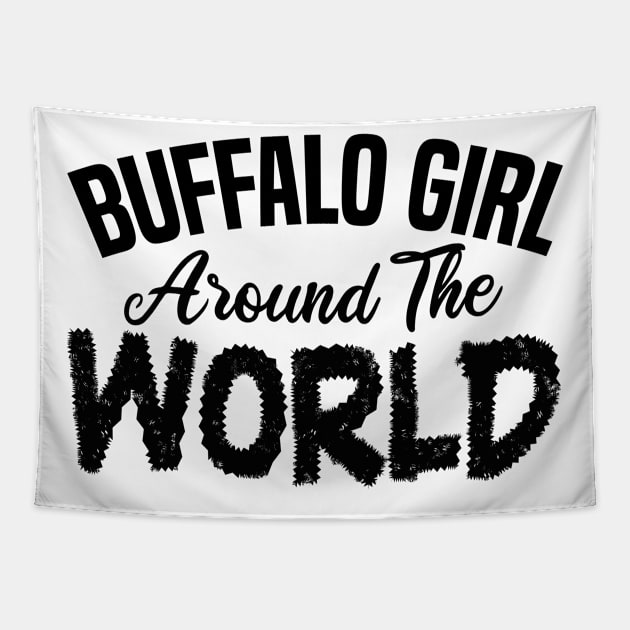 Buffalo girl around the world Tapestry by mdr design