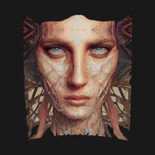 A Futuristic Boho Chic Portrait of a Woman in Boho Style - Burning Man Inspired T-Shirt