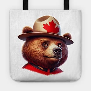 Canadian Mountie Bear Illustration Tote