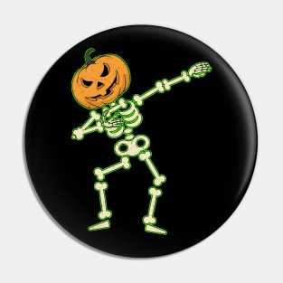 Funny Dabbing Skeleton Pumpkin Halloween Dab Pin