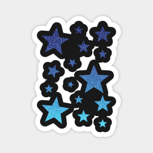 Blue Ombre Faux Glitter Stars Magnet