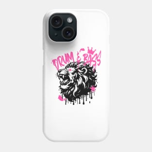 DRUM AND BASS  - Stenciled Lion (black/pink) Phone Case