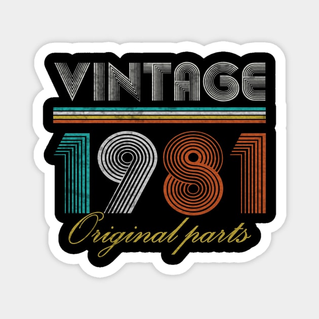 Vintage 1981 Retro 40 Year Old 40th Birthday Gift Men Women Magnet by sufian