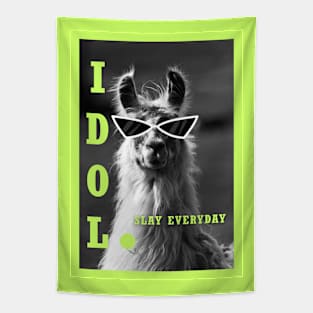 Llama idol slay everyday - slime green Tapestry