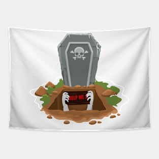 Halloween with grave illustration Tapestry