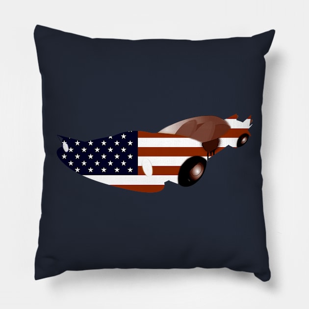 AMERICAN FLAG ON A CLASSIC CAR Pillow by jsar