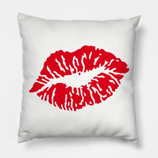 Kissing Lips / Kussmund / Baiser / Beso / Bacio / Pruilen (Red) Pillow by MrFaulbaum