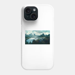 Into the Wilderness Landscape with River and Mountains Phone Case