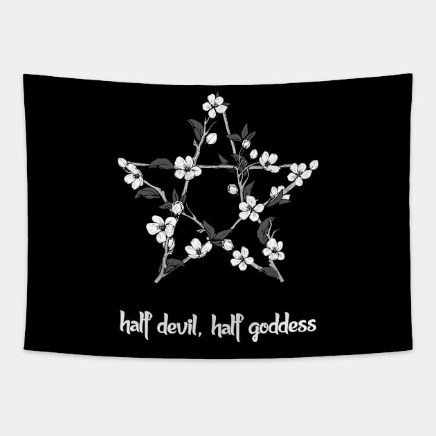 Half Devil, Half Goddess Vintage Occult Tapestry by wbdesignz