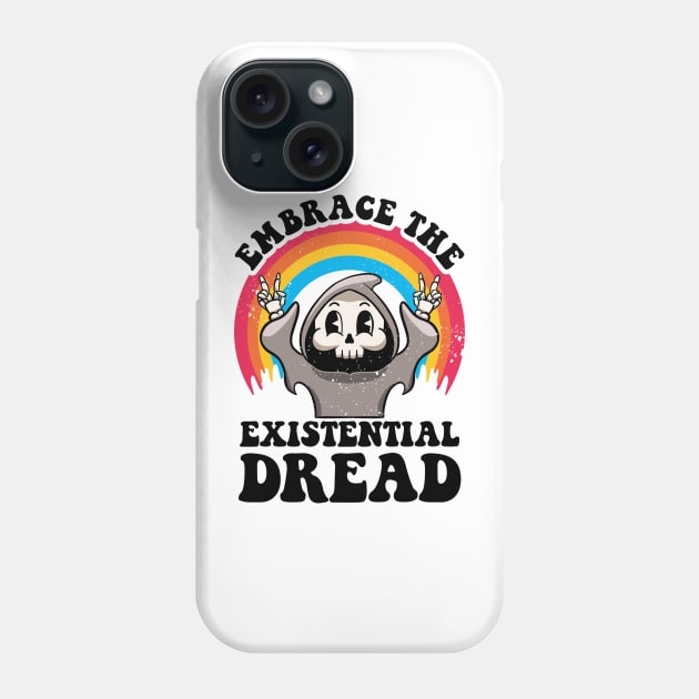 Embrace The Existential Dread Retro Cartoon Nihilism Anxiety Phone Case by MerchBeastStudio