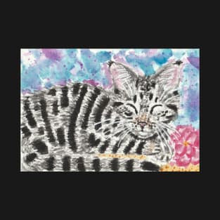 Cute tabby cat with flower T-Shirt