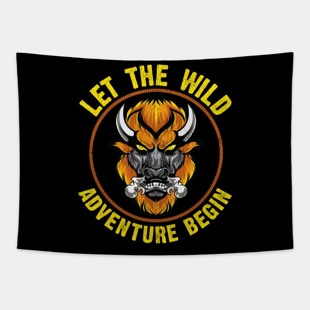 Let The Wild Adventure Begin Wild Bison Animal Tapestry by theperfectpresents