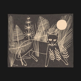 "Jeroen on the Hunt" (original black ink) - vintage print of a cat on cream paper, Tinus van Doorn, 1937 T-Shirt