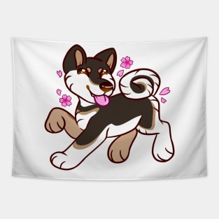 Happy Shibe - Black and Tan Tapestry