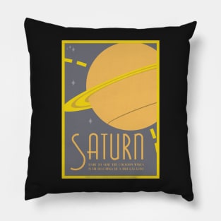 Saturn Art Deco Space Travel Poster Pillow