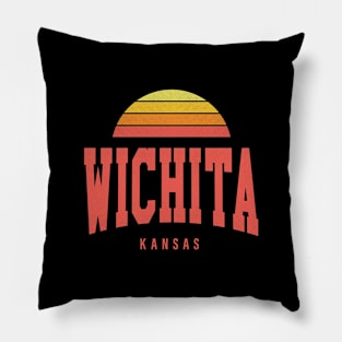 Wichita, Kansas - KS Retro Sunrise/Sunset Pillow