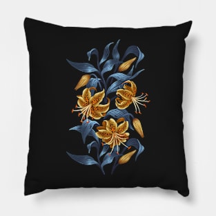 Tiger Lily - Yellow Blue Pillow