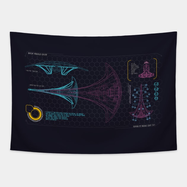 Spaceships blueprint II Tapestry by tomperys