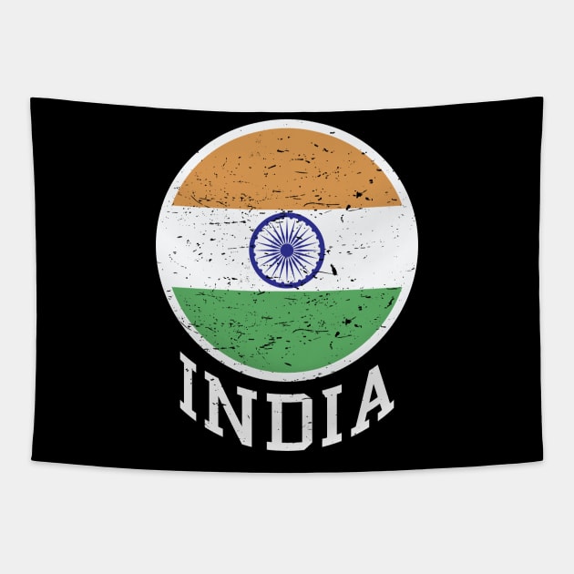 India Flag Logo Tricolor with Ashoka Chakra Desi Indian Tapestry by alltheprints