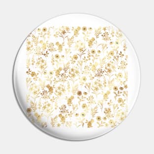 Botanical Gold Flowers Pattern Pin