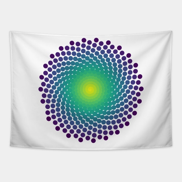 Dot Mandala | Dark Peacock Yellow Green Blue Tapestry by aRtVerse