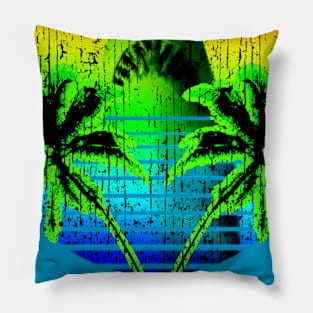 Rainbow Sun Fun Tropical Exotic Palm Trees Pillow