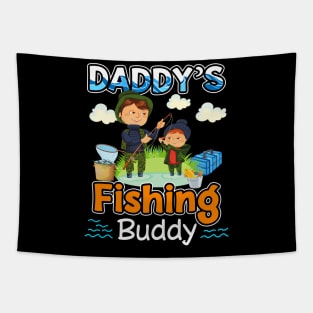 Daddy_s Fishing Buddy Young Fisherman Kids Tapestry