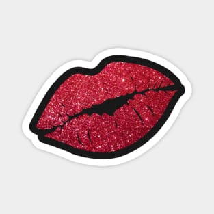 Red Faux Glitter Lips Magnet