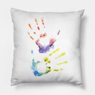 Colorful hand print Pillow