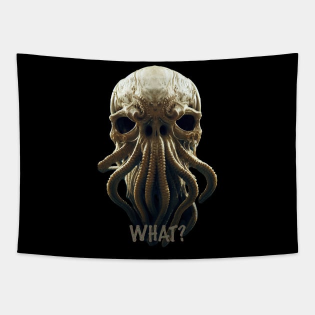 Cthulhu Skull Asks Questions Tapestry by Gelo Kavon