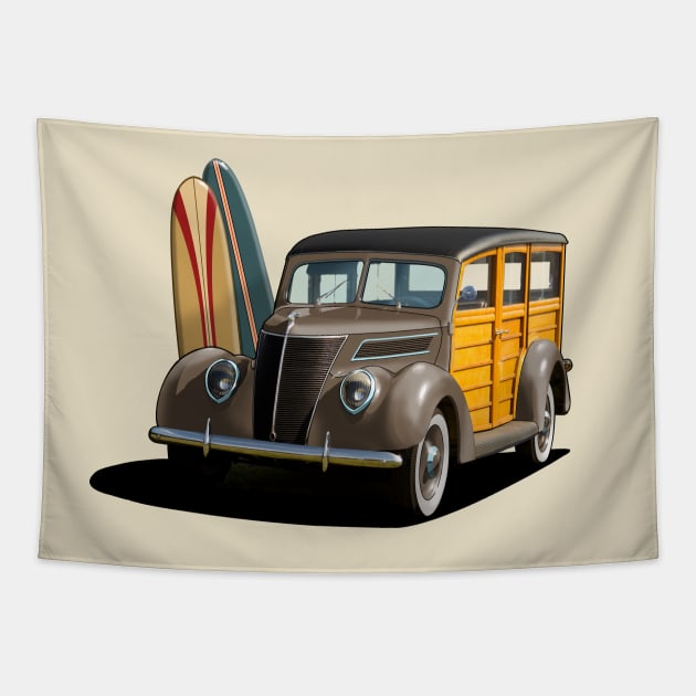 1937 Ford Woody Station Wagon in brown Tapestry by candcretro