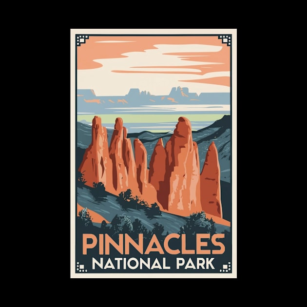Pinnacles National Park Vintage Travel Poster by GreenMary Design