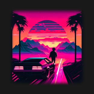 Synthwave Vaporwave Sunset Palm Trees 80s 90s Illustration T-Shirt