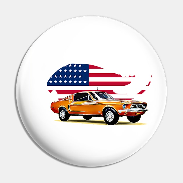 Vintage Mustang USA Print Pin by Auto-Prints