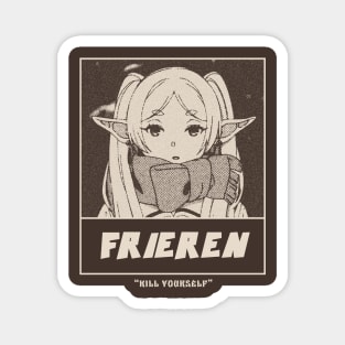 Frieren Gloomy Halftone Fanart Design Magnet