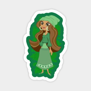 Little Green Vegan Girl Magnet