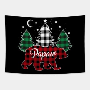 Papaw Bear Buffalo Red Plaid Matching Family Christmas Tapestry