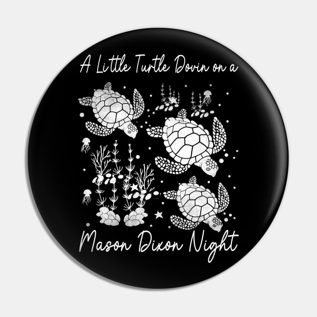 A Little Turtle Dovin on a Mason Dixon Night Turtle Flower Pin by Terrence Torphy