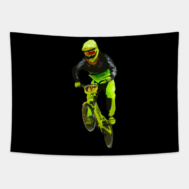 bmx lime green Tapestry by rickylabellevie