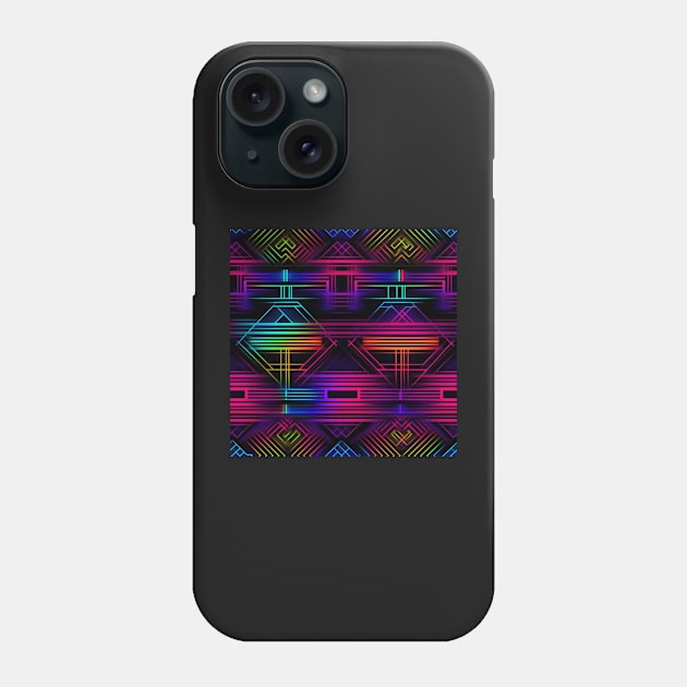 Neon Trippy EDM Festival Rave Pattern Phone Case by AlexandrAIart