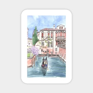 "Gondola in Venice" Watercolor and ink Illustration Magnet