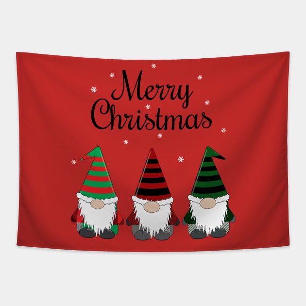 Merry Christmas Gnomes Black Tapestry by KevinWillms1