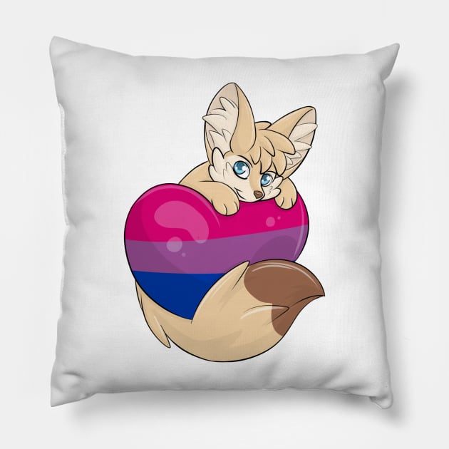 Bi Flag-Heart Fennec Fox Pillow by Fennekfuchs